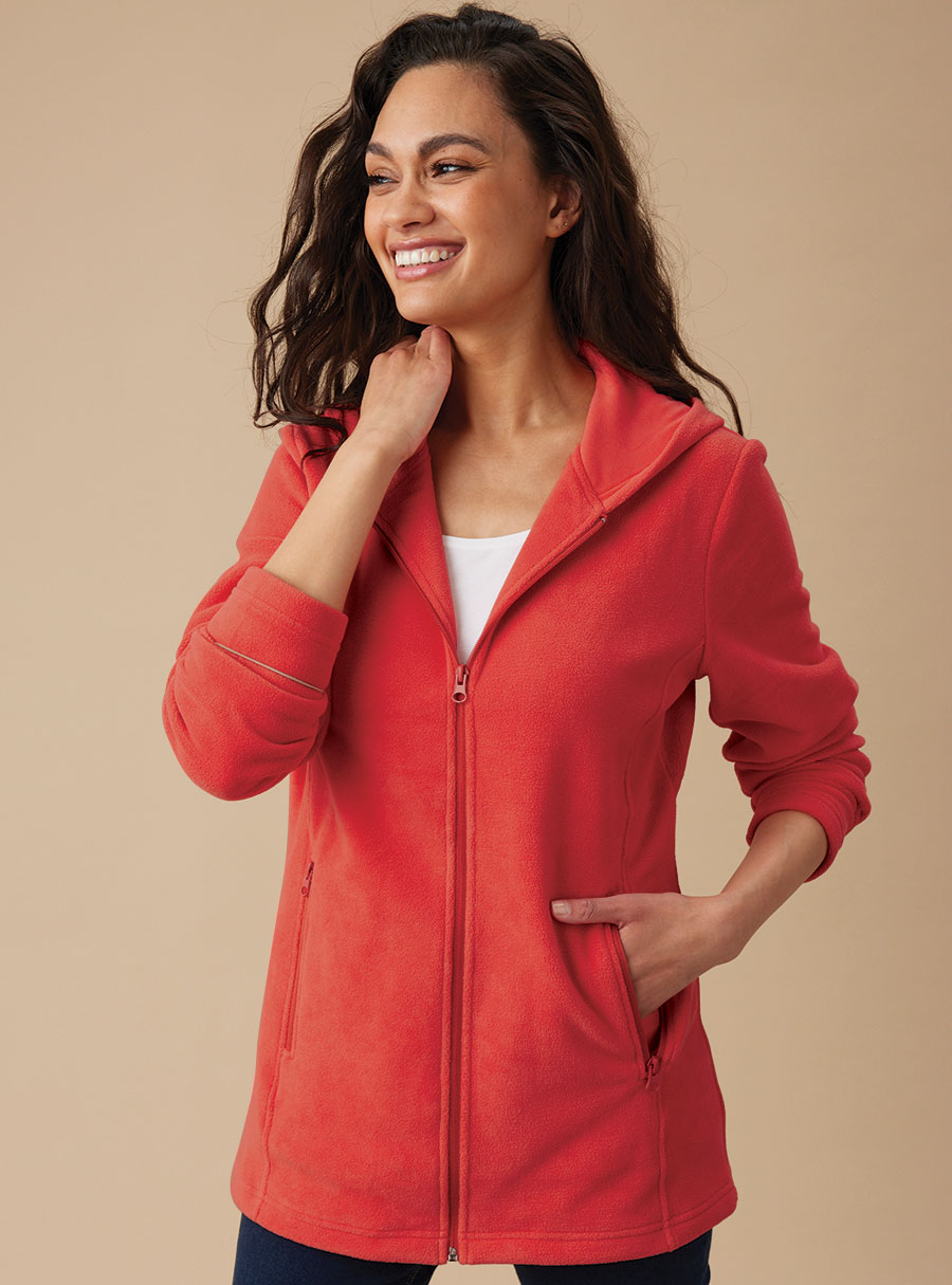 Zip Through Hooded Fleece Jacket - Infashion