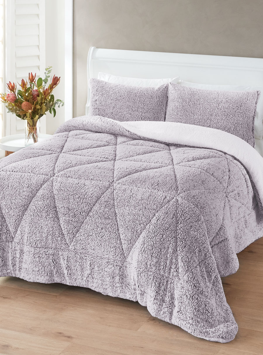 Melange Sherpa Comforter Set Infashion