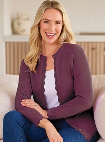 Scallop Edge Merino Wool Cardigan