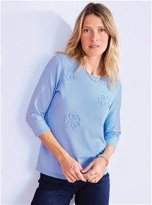 Cotton Blend Broderie Sweater