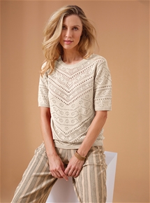 Short Sleeve Pointelle Sweater