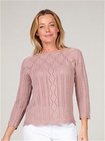Cotton Blend All Over Crochet Sweater