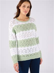 Cotton Pointelle Stripe Jumper