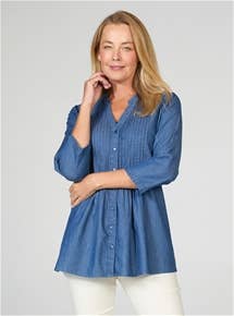 Pintuck Denim Shirt