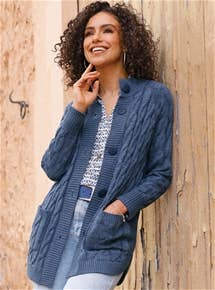 Long Cable Knit Cardigan