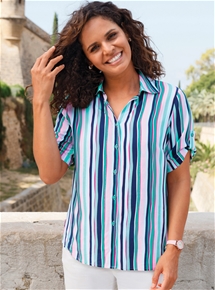 Stripe Button Front Blouse