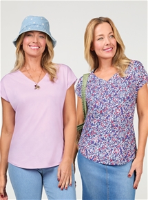 2 Pack Extended Cuffed Sleeve Tee