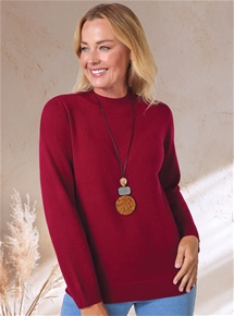 Mock Neck Merino Wool Sweater