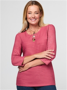 3Q Sleeve Texture Top