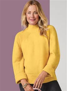 Rib Trim Mocked Neck Sweater