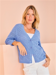 Pointelle Button Up Cardigan